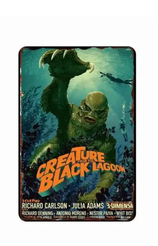 Creature From the Black Lagoon Horror 1950s B Movie Tin Sign  8 x 12