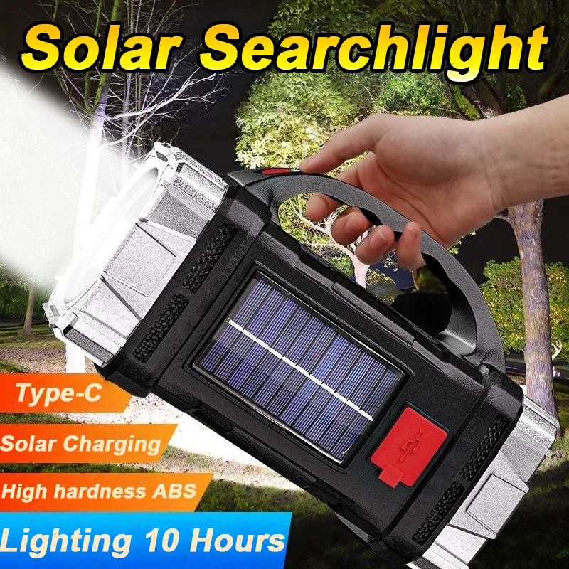 

Rechargeable Portable Hand Lamp 8/4 LED Powerful Flashlight Outdoor Camping Solar Charging Light USB Torch With COB Work Lantern