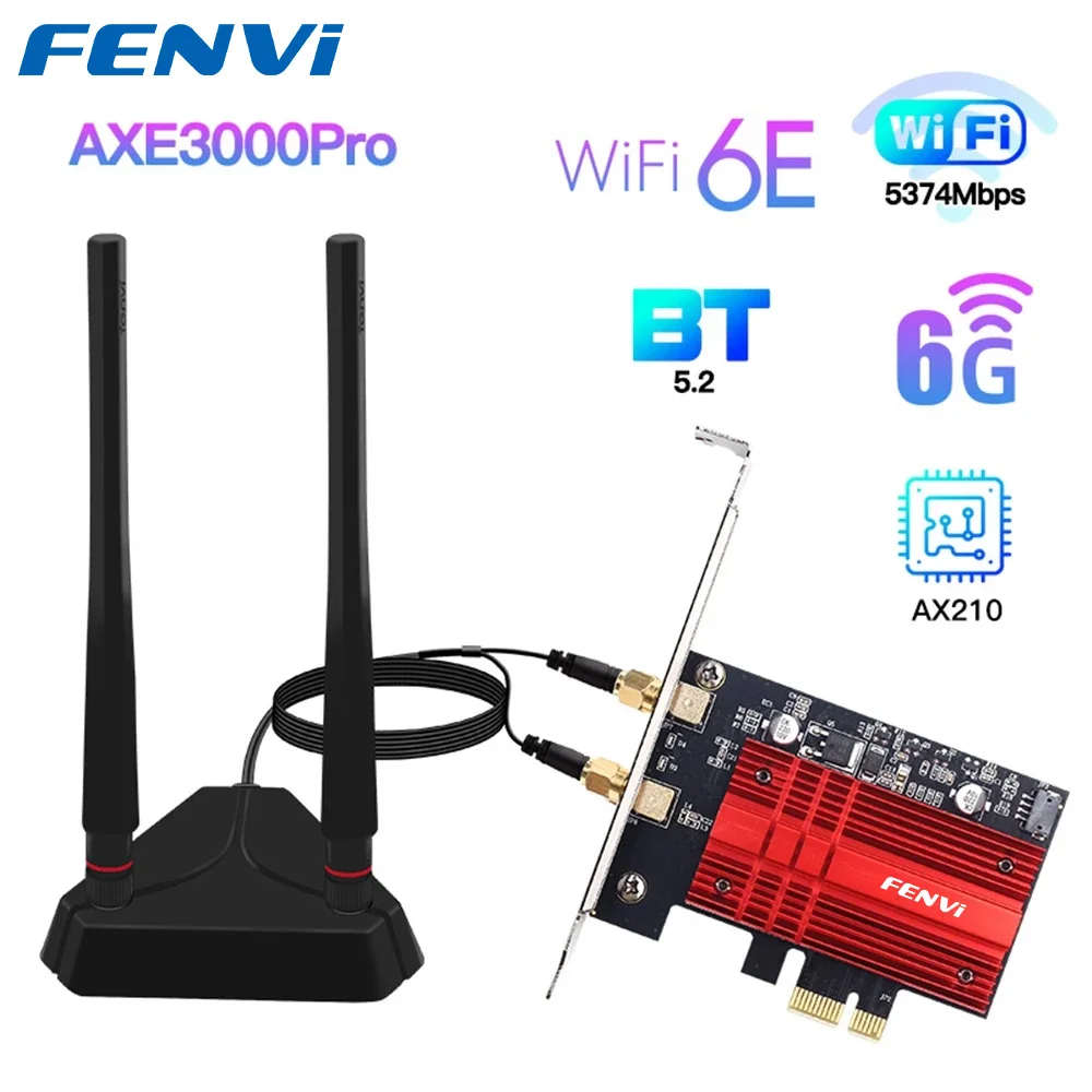 Adaptador de tarjeta de red PCIE inalámbrica, triple banda, WiFi 6E, 2,4G/5G/6Ghz para Intel AX210, 802.11AX, Bluetooth 5,3, tarjeta WiFi win 10/11