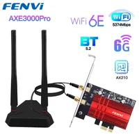 Tarjeta de Red Inalámbrica Tri Banda 2.4G/5G/6Ghz Wi-Fi 6E para Intel AX210, Adaptador PCIE 802.11AX, Bluetooth 5.3, Compatible con Windows 10/11