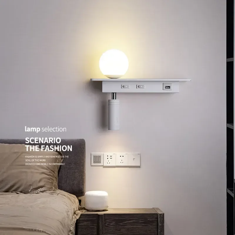 Moderne Minimalistische Wandlamp Binnenverlichting Led Bedlampje Gang Slaapkamer Schans Schakelaar Spotlight Rotatie Eenvoudige Bar