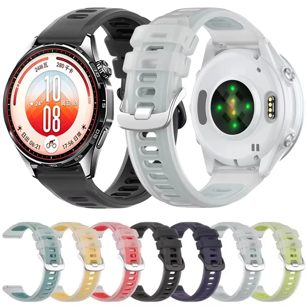 22mm 20mm Semi-Transparent Silicone Strap For Huawei Watch GT7-6-5-4 GT7-6-5 Pro 46mm Two-Tone Sports Band For Huawei Ultimate 2