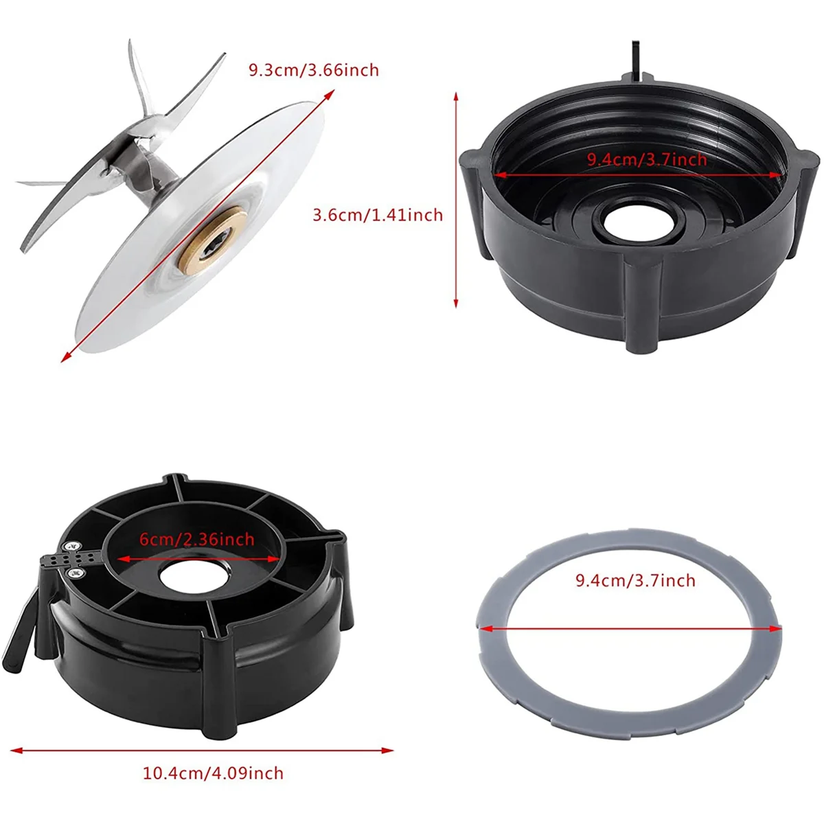 A04V 2X Blender Cutter Blade Replacement Parts for Pro 1200 Blender with Jar Base Bottom Cap and Rubber O Ring Gasket