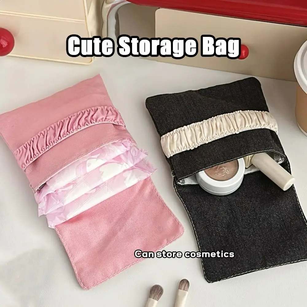 Bolsa para toallas sanitarias con diseño de cachorro/gato de alta calidad, almacenamiento de servilletas, organizador de tampones de gran capacidad, Mini bolsa portátil para mujer