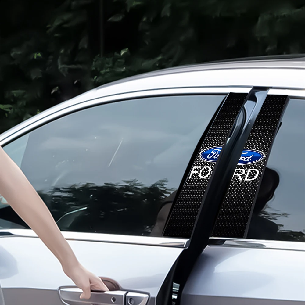 2pcs Car Styling Door Center Pillar Sticker Decoration Auto Exterior Accessories For Ford Focus Kuga Mk3 Mondeo Mustang Fusion view 6