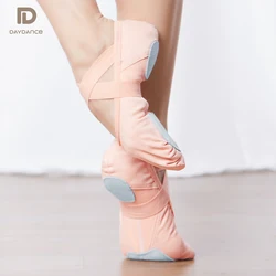 Zapatos de Ballet para niña y mujer, zapatillas de baile de tela elástica con un solo cordón, planos de Ballet, suela suave elástica