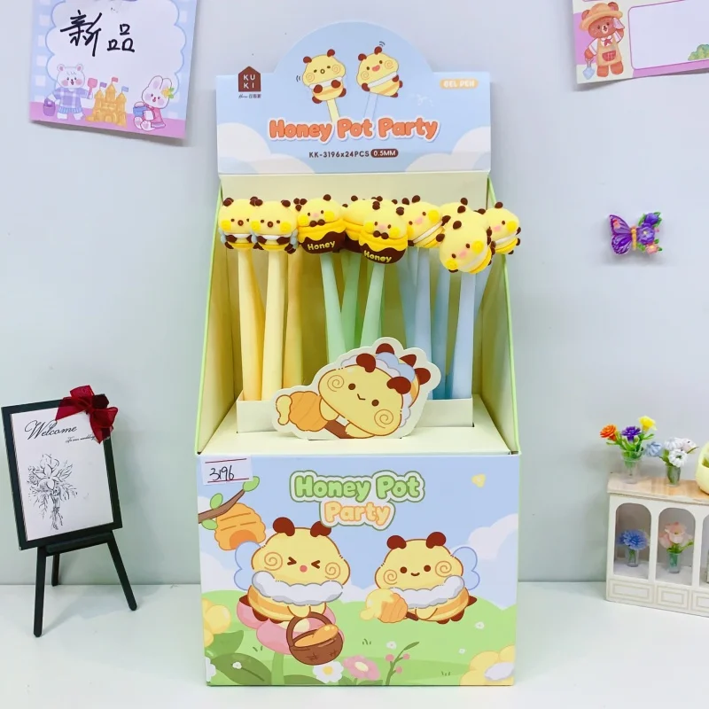 24pcs/lot Kawaii Bee Capybara Gel Pen Cute 0.5mm Neutral Pen School writing Supplies Promotional Gift