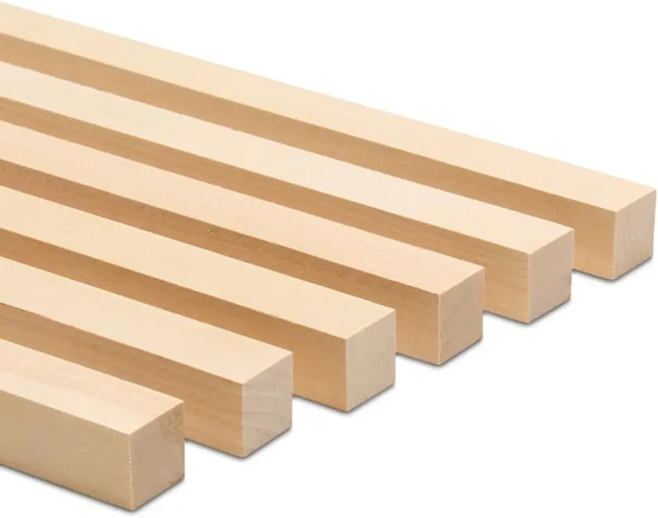 Barras de Madeira Quadradas de 3/4 de Polegada, Comprimento de 48 Polegadas, Pacote com 10 para Artesanato e Projetos DIY