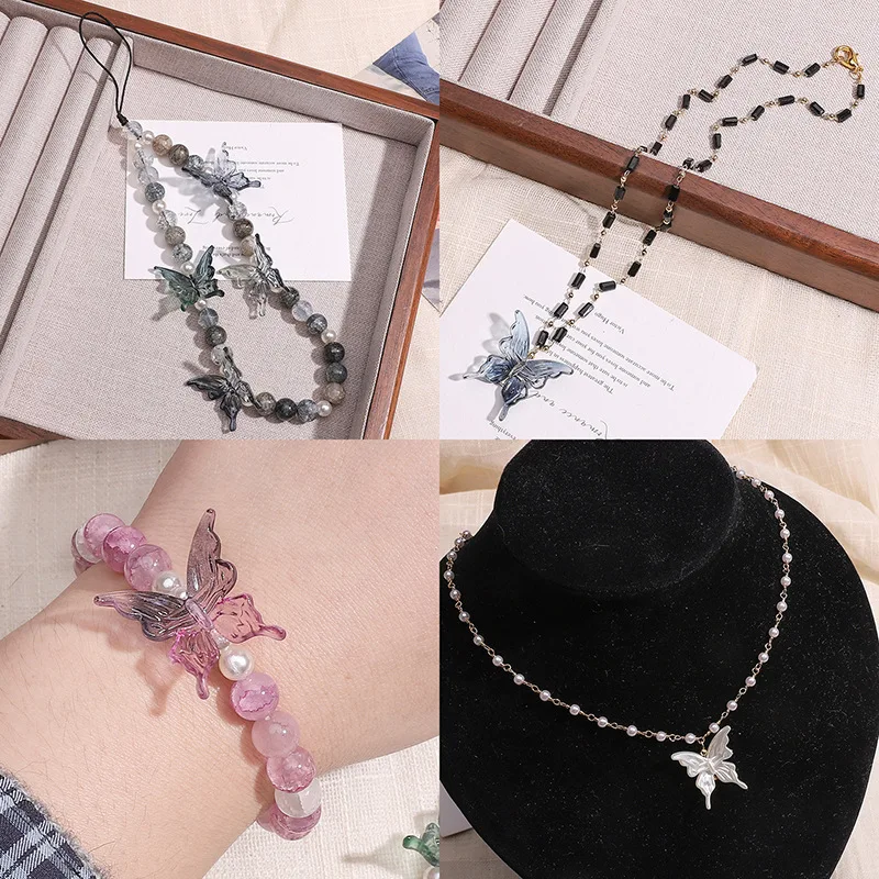 20Pcs Acrylic Clear AB Color Butterfly Beads for Crafts
