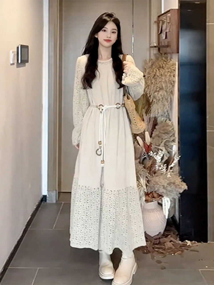 

Длинный све сэндвич-цвет, с вырезом на талии, для похудения, пляжное платье, новинка 2026, весна-осень, макси-платье с цветочным принтом