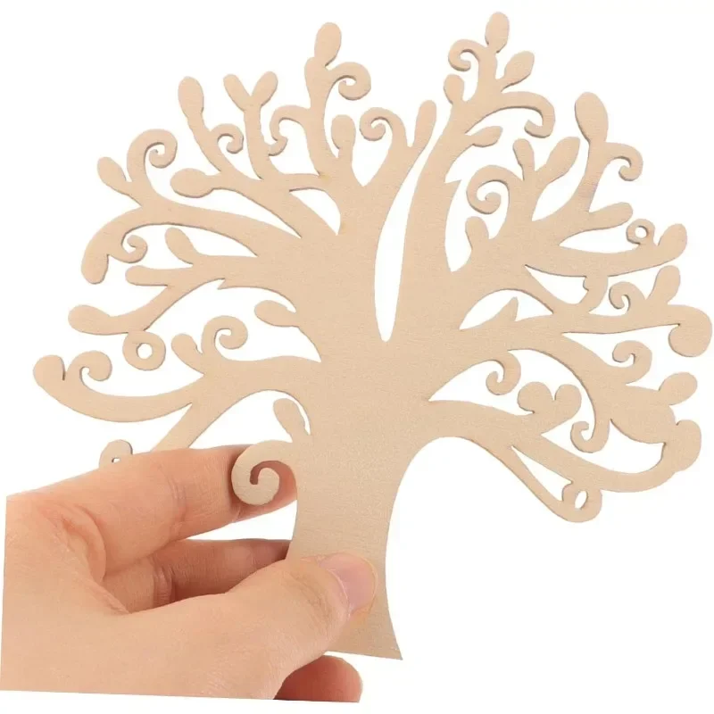 

10pcs Wooden Tree Chips Wood Slices Unfinished Wooden Cutouts DIY Crafts Supply Wooden Chip Tree Shape Cutouts