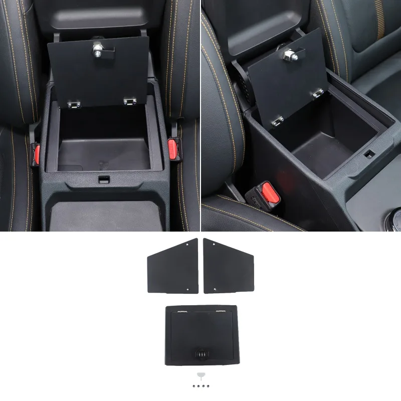 Carbon Steel  For 2023+ Ford Ranger Center Console Armrest Safe Storage Box Safe Lockable Storage Box Organizer Car Accessories