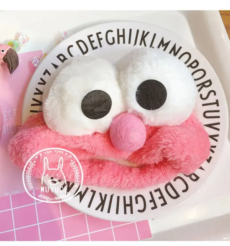 soft Retro Hair band facial mask cute cartoon big eye Baby Bands Girl Women hair bands 8 cm extra large eyes pink