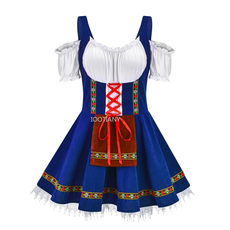 2024 Sexy German Oktoberfest Beer Girl Bavarian Traditional Party Ladies Wench Beer Maid Dirndl Dress Cospaly Festive Costume