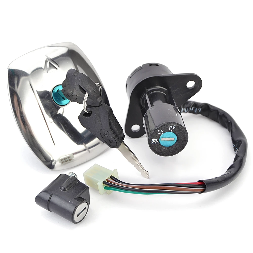 For Suzuki GS125 GS 125 6 lines 1982-2000 Fuel Cap Ignition Switch Seat Lock with Key Kit