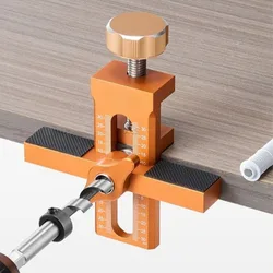 Cabinet Door Panel Fixed Clamp Rebounder Install Drilling Locator Woodworking 2-in-1 Aluminum Quick Positioning Mount Locator