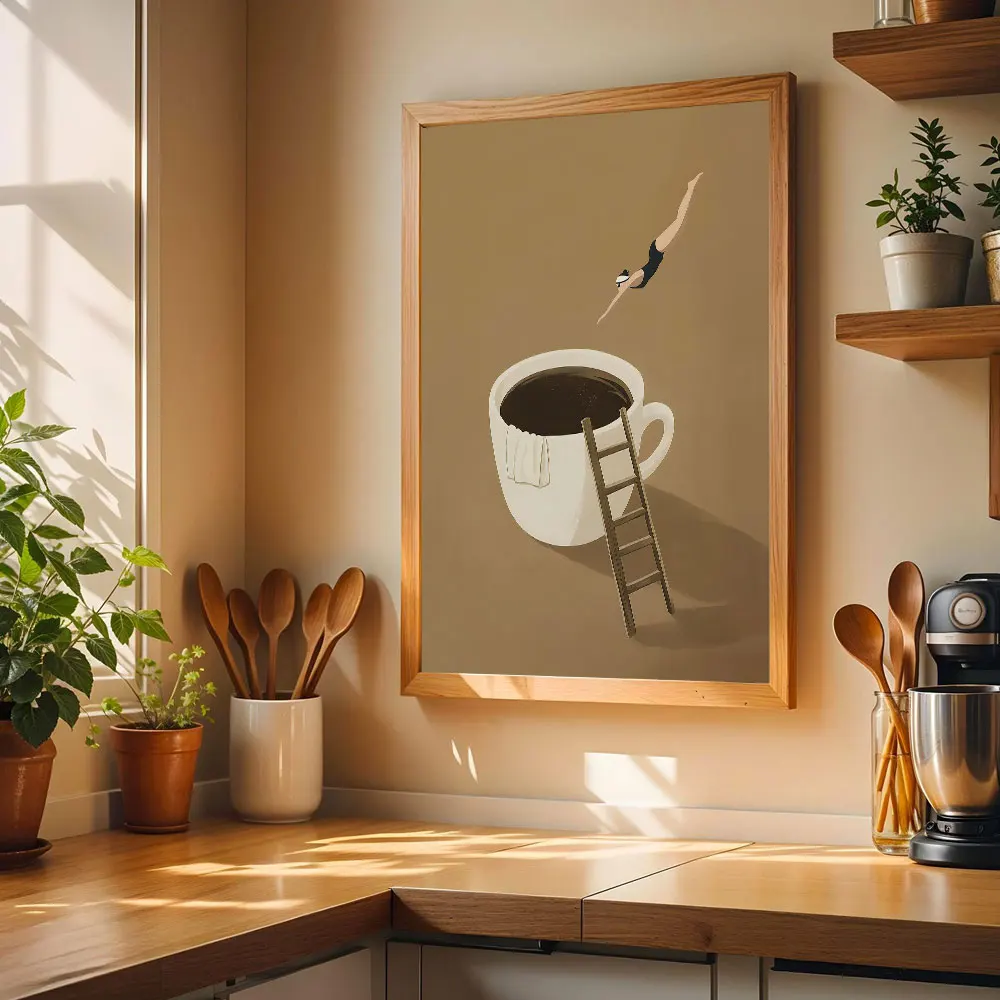 Coffee Diver Canvas Prints Kitchen Good Morning Coffee Wall Art Posters for Modern Living Room Home Decor Coffee Lovers Gifts