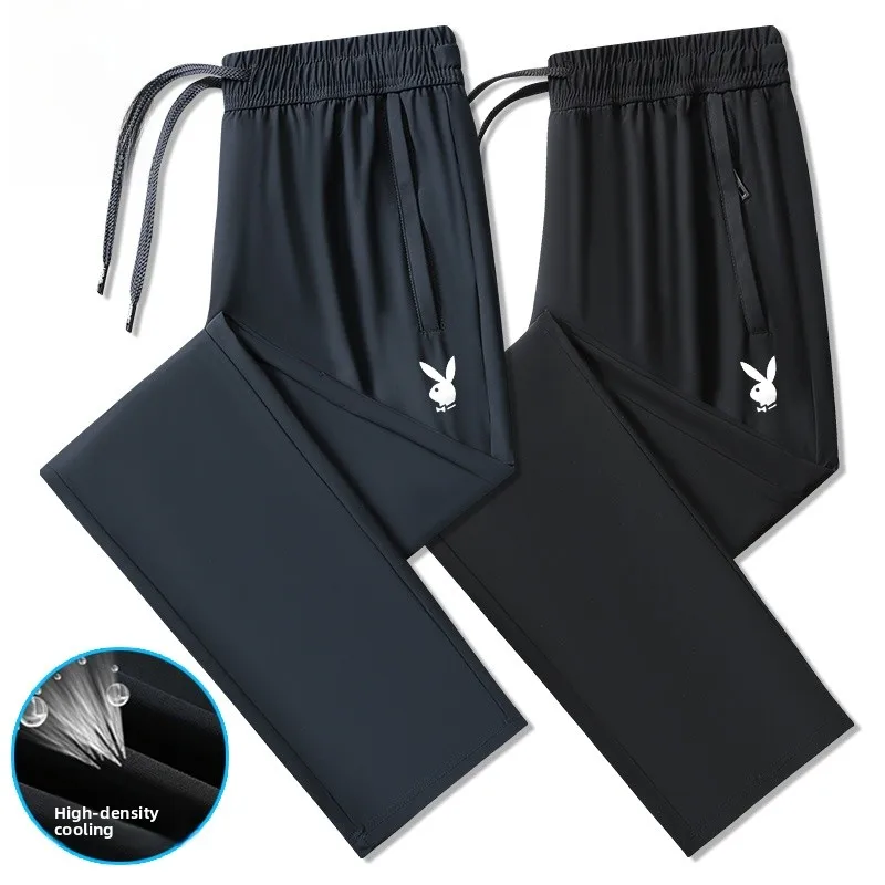 

Мужские летние брюки из ледяного шелка: легкие, быстросохнущие, повседневные, свободного кроя, эластичные, дышащие, модные, городские, стильные