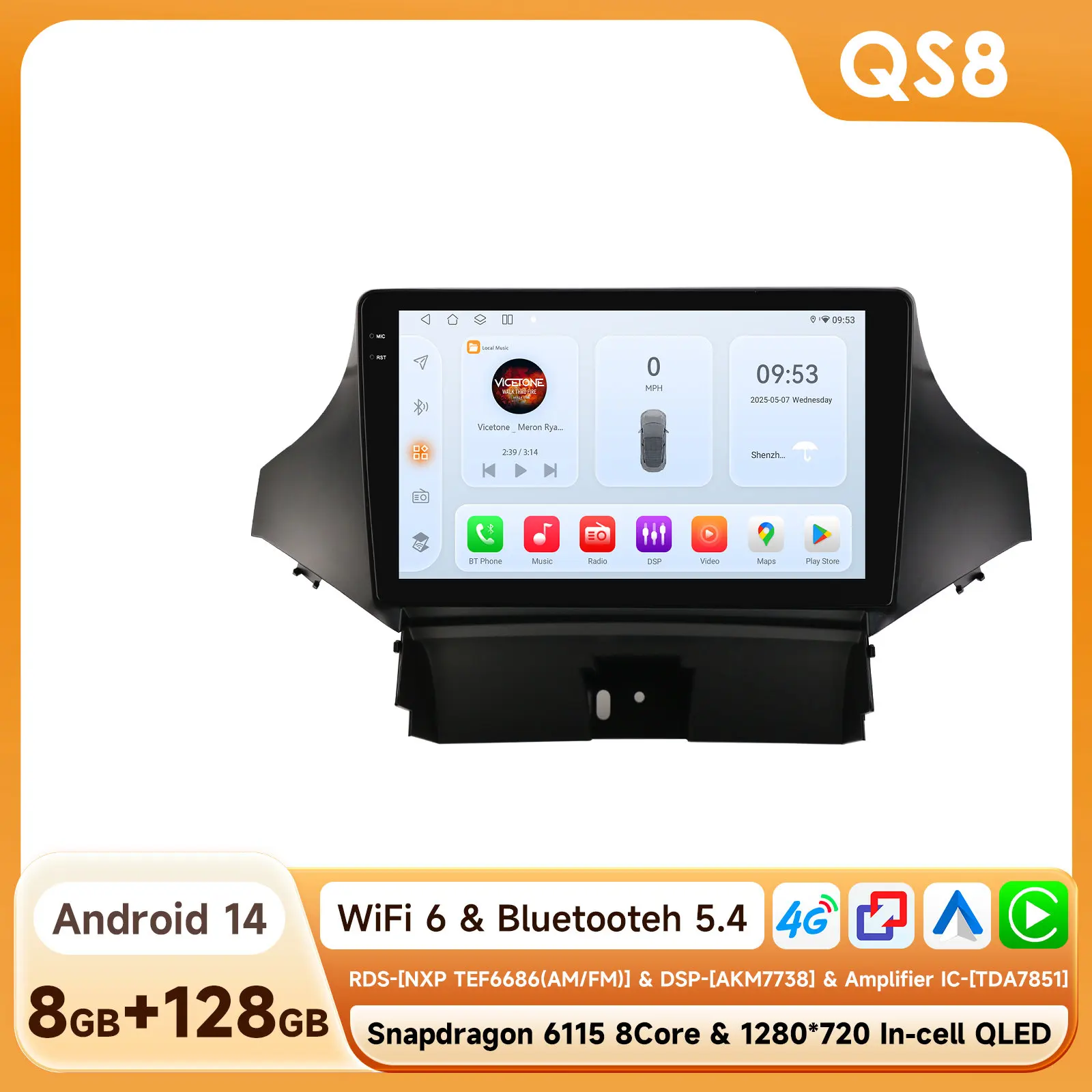 Hizpo Android 14 Stereo Für Chevrolet Orlando 2010-2018 QLED Auto Radio Multimedia Video Player GPS 4G CarPlay 360 Kamera Navi
