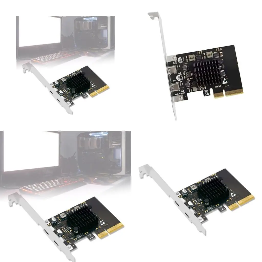 

Y1UB 20Gbps 2Port TypeC USB3.2 PCIE3.0 Expansion Card Adapter PCIExpress PCIe USB Converter Card