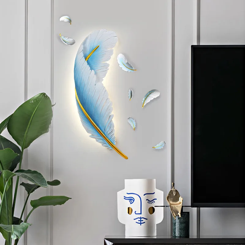 

Nordic House Decoration Living Room Indoor Lighting Modern Feather Lamp LED Wall Lamps Bedroom Bedside Simple Lighting