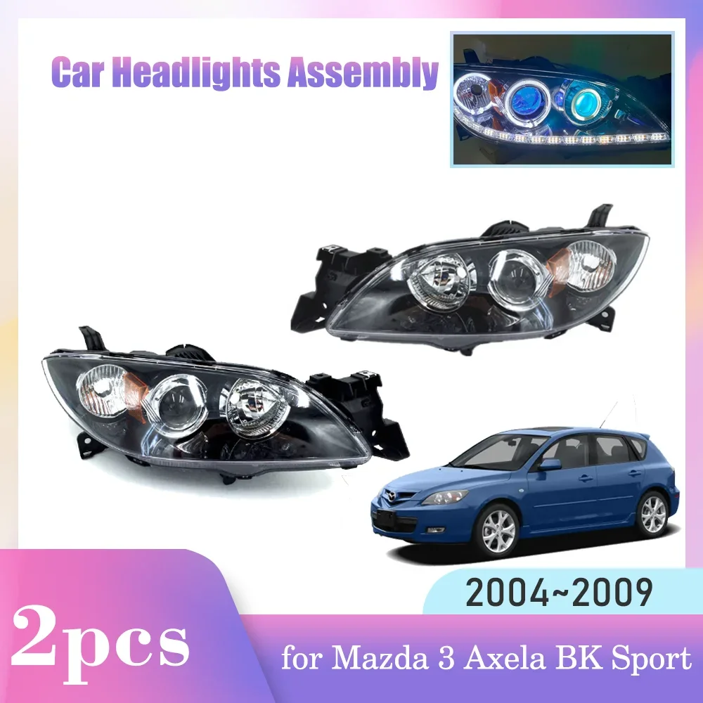 Car Headlight Assembly for Mazda 3 Axela BK Sport 2004~2009 2005 Lens Front Laser Xenon Light Corner Side Lamp LED Accessories