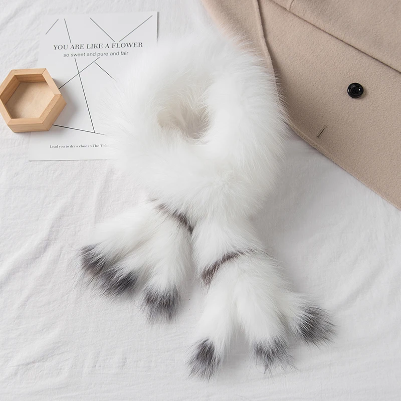 Echarpe-en-fourrure-coreenne-douce-et-naturelle-veritable-fourrure-de-queue-de-cheval-polyvalente-pour-l'hiver-chauffe-cou-couleur-blanche