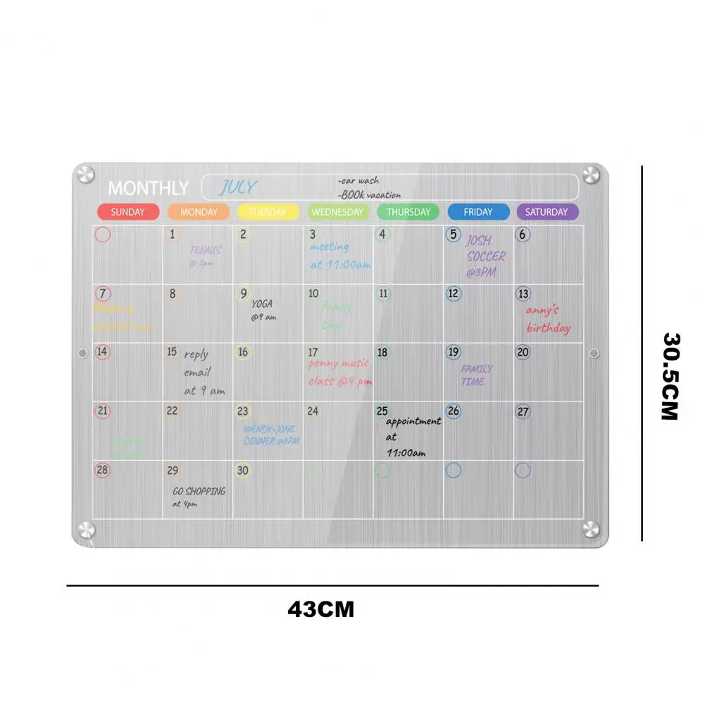 Clear Acrílico Imã de geladeira Etiqueta, Calendário Board, Planejador, Diariamente, Semanalmente, Mensalmente, Dry Erase, para Casa, Escola, Escritório