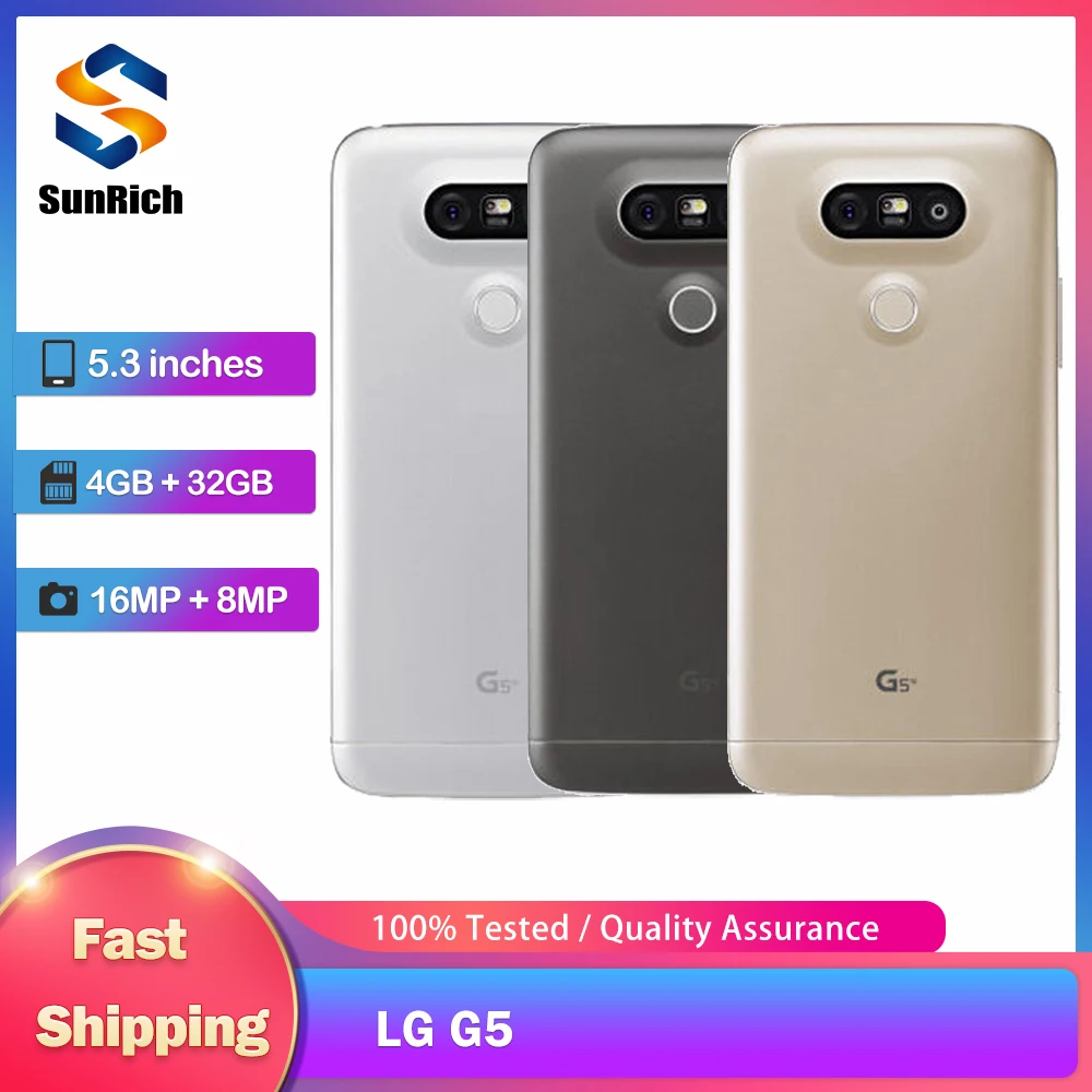LG ? t�l�phone portable d'origine G5 F700 H820 H850 4G, empreintes digitales, 4 go + 32 go, 16mp + 8mp, �cran LCD IPS 5.3 pouces, Quad-Core, Android