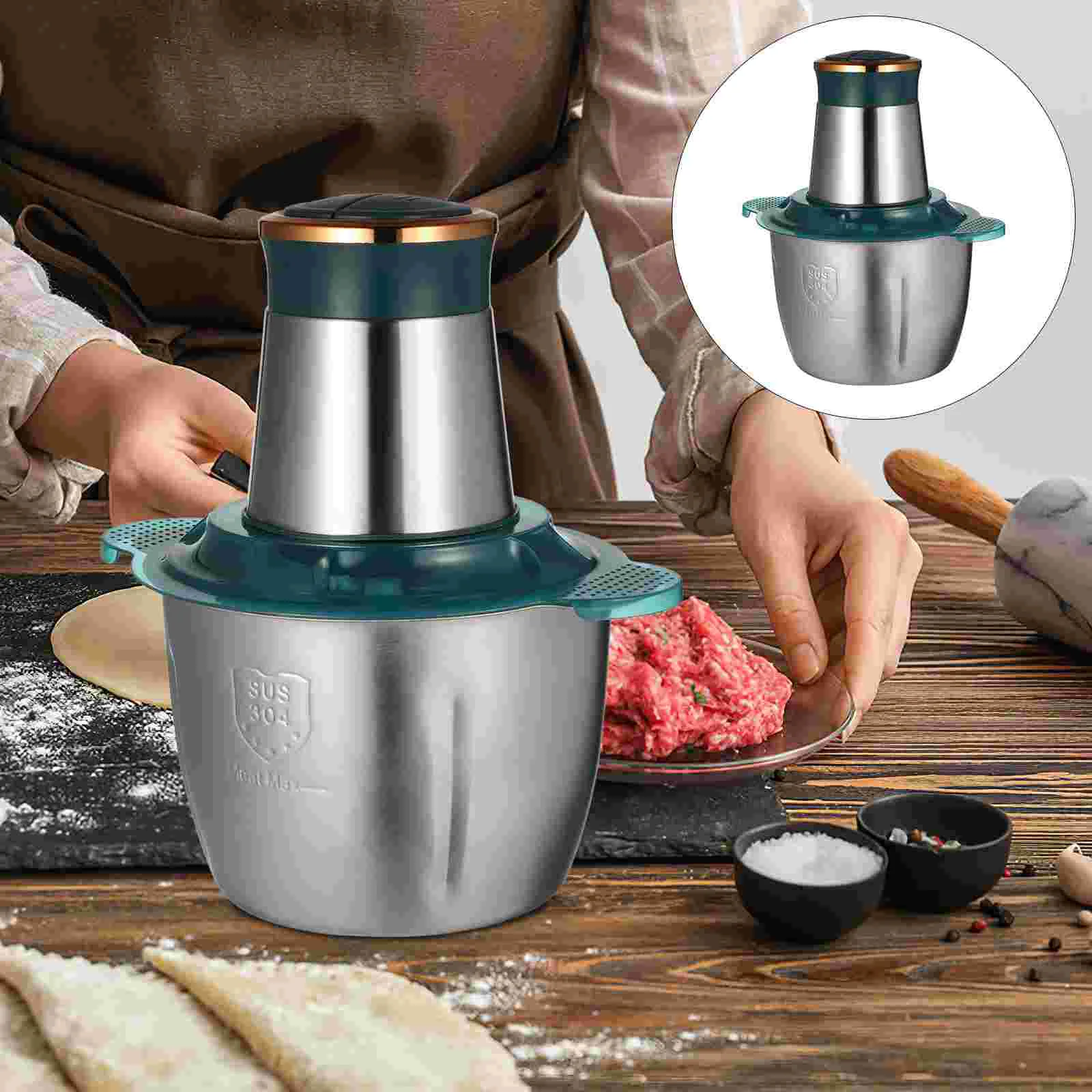 3l Green Stainless Steel Meat Grinder Food Processor British Regulatory Ground Machine