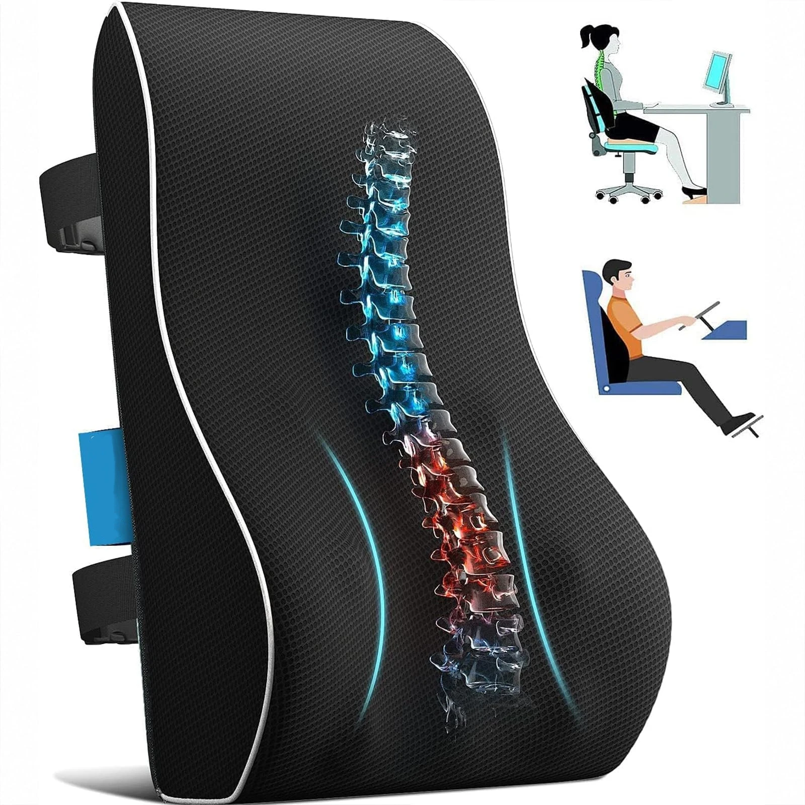 Lumbar Support Pillow for Office Chair, Office Home Essentials,Gifts for Mom,Dad, Back Support Pillow for Car, Chair Cushions
