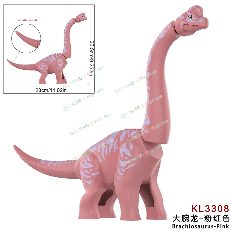 Roze Groen Grijs Geel Oranje Dino Brachiosaurus Jurassic Modellen Bouw Bolcks Actiefiguren Accessoires Creatief Bakstenen Speelgoed