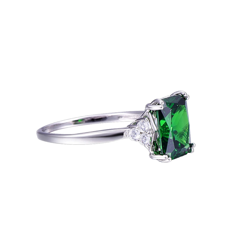 JQUEEN 5.3ct Nano Russian Emerald Ring 925 Solid Sterling Silver Set High Quality Best Brand Jewelry For Women