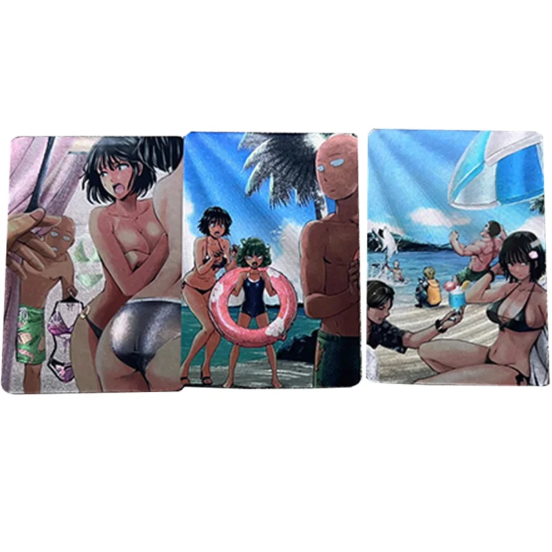 3Pcs/set Sexy Anime Girl Card One Punch Man Jigoku No Fubuki Senritsu No Tatsumaki Saitama Game Collection Cards Birthday Gifts