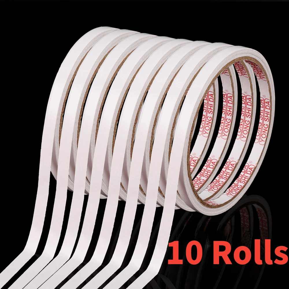 

1/10Rolls Double Sided Tapes Strong Adhesive Sticky Tape Sticker for Gifts Wrapping Stamp Office DIY Craft Stationery Supplies