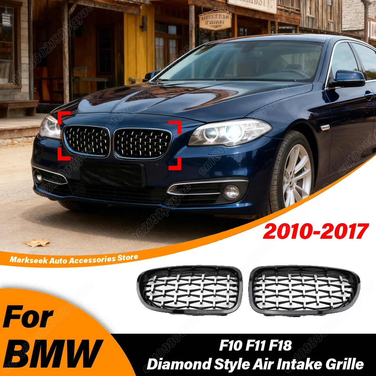 

For Bmw F10 F11 F18 2010 2011 2012 2013 2014 2015 2016 2017 Diamond Style Car ABS Front Air Intake Grille Body Modification Kit