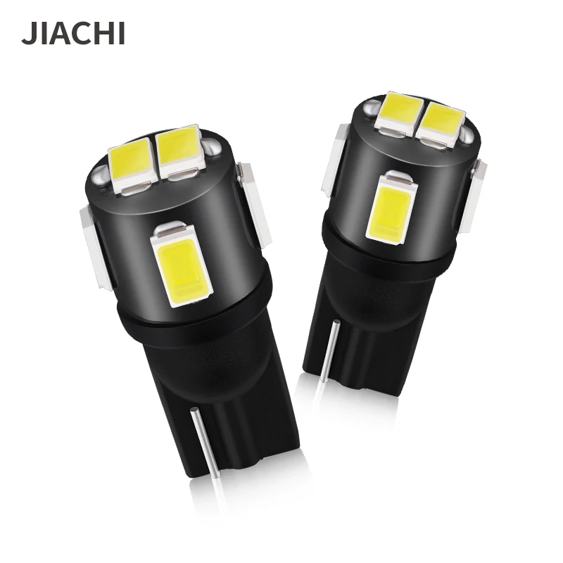 JIACHI 10PCS Original Interior Light No Error T10 W5W Led Bulb 5W5 2825 194 501 5630Chip 6SMD White 6000k Instrument Lamps DC12V