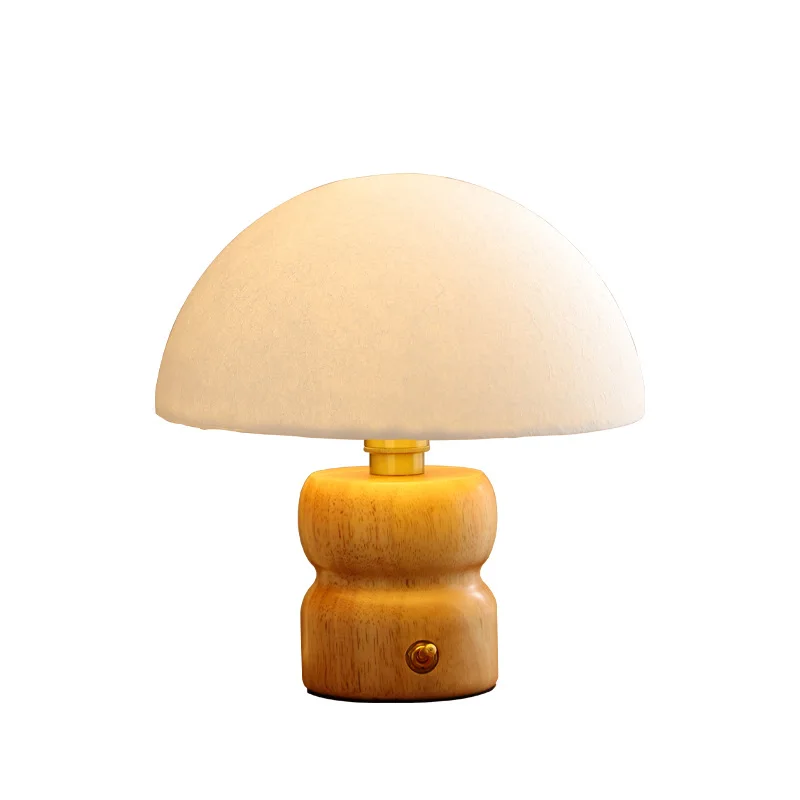 

French wabi-sabi retro desk lamp medieval bedroom bedside creative solid wood atmosphere study mushroom lamp