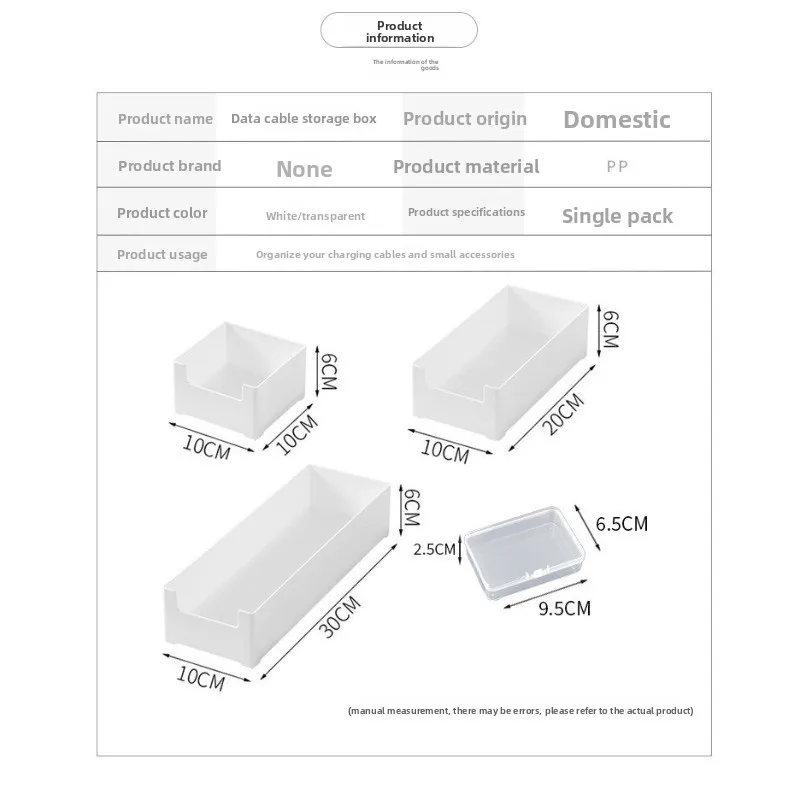 Clear Data Cable Storage Box Desktop Electronics Organizer Case with Individual Compartments for USB Charging Cord Power Adapter