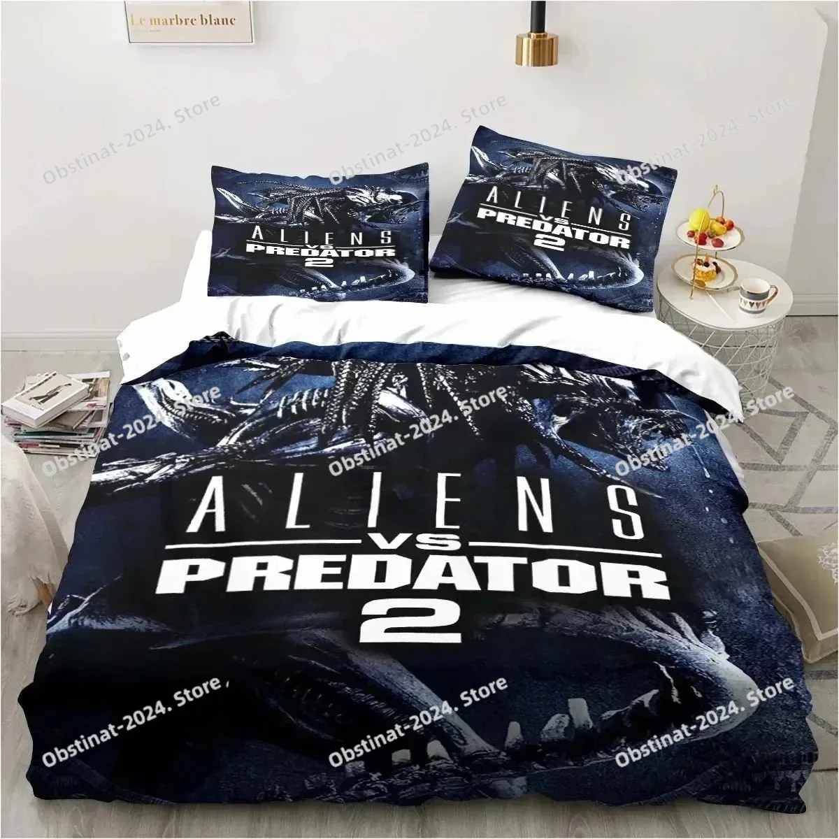 

2025 Alien Vs. Predator Predator Movie Bedding Set Single Double Queen King Size Duvet Cover Adult Boys Bedroom Bedspread Luxury