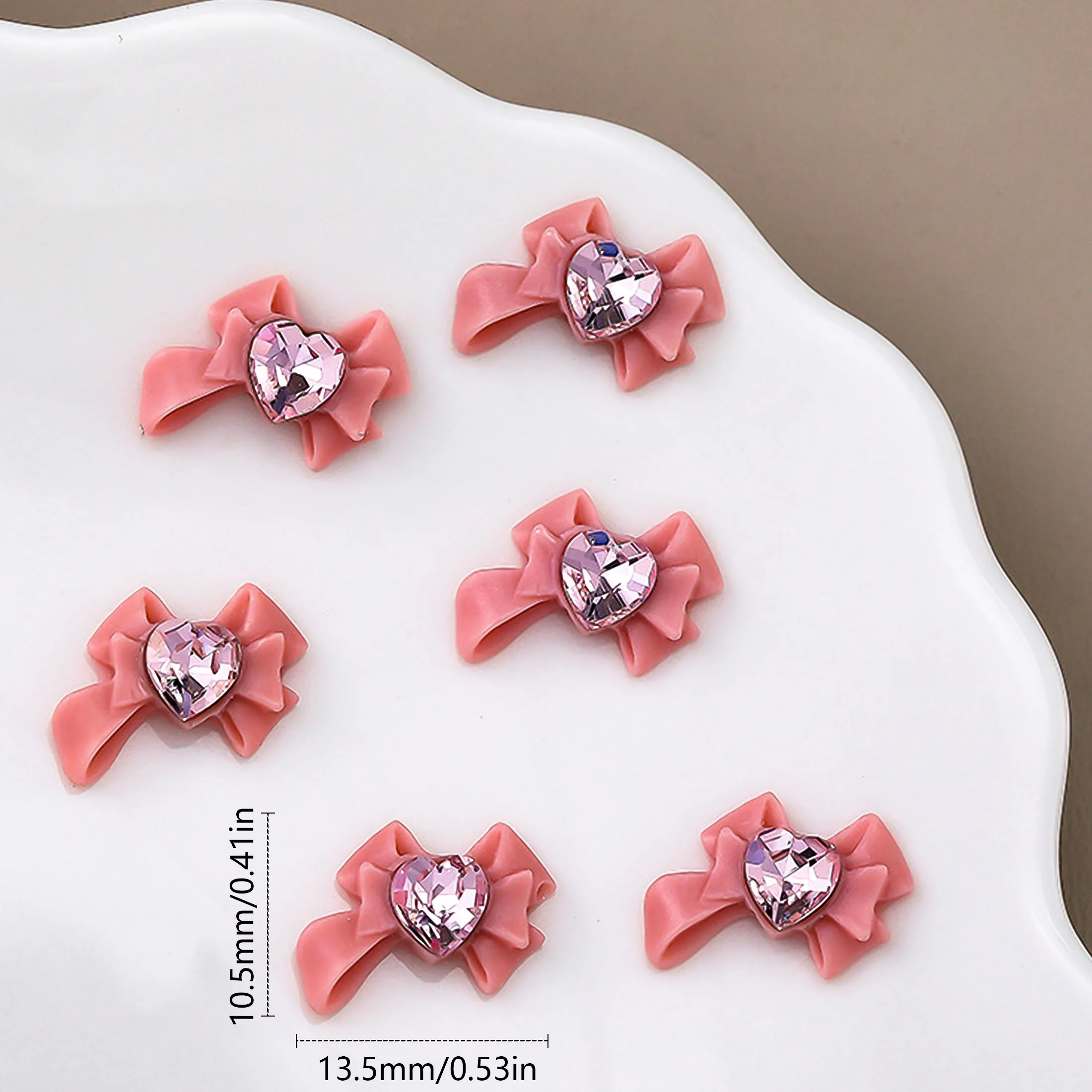 20 قطعة ثلاثية الأبعاد الشريط القوس لامعة كريستال المحبة القلب مسمار التدريبات ل مانيكير تصميم ملحق لتقوم بها بنفسك مسمار الفن الديكور #6