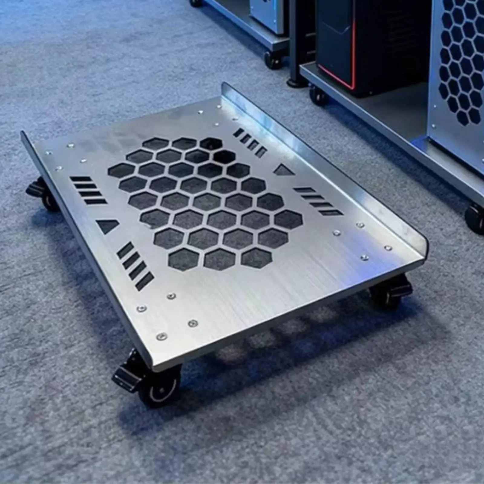 Extra Large Computer Stand Heavy Duty Stainless Steel Rolling Base Mobile Desktop Holder for Office Pc Room Desk
