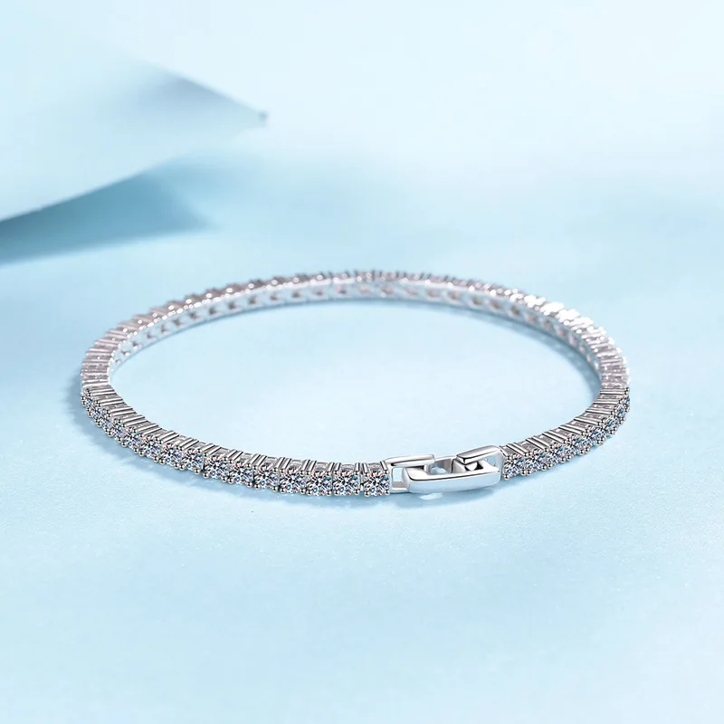 Row of diamonds simple light luxury bracelet single 0.1 carat women's moissanite PT950 platinum - advanced craftsmanship