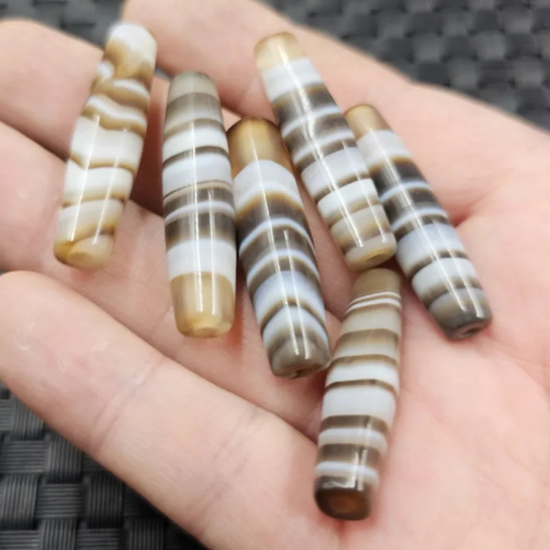 Polished Loose , Striped Agate, Dzi , , Bracelet Accessories, Jewelry Components, Beads