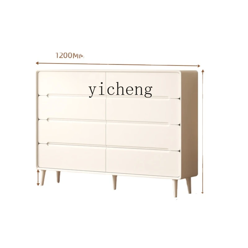 

YY Ultra-Thin Eight Spares Cabinet 30cm Narrow Bedroom Bed Front Cabinet Solid Wood Cream Style Small Apartment