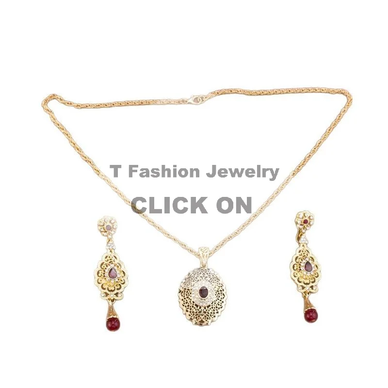 Moroccan Women Jewelry Set Luxurious Vintage Necklace Earrings Hypoallergenic for Wedding Party Daily Wear Gift for Her