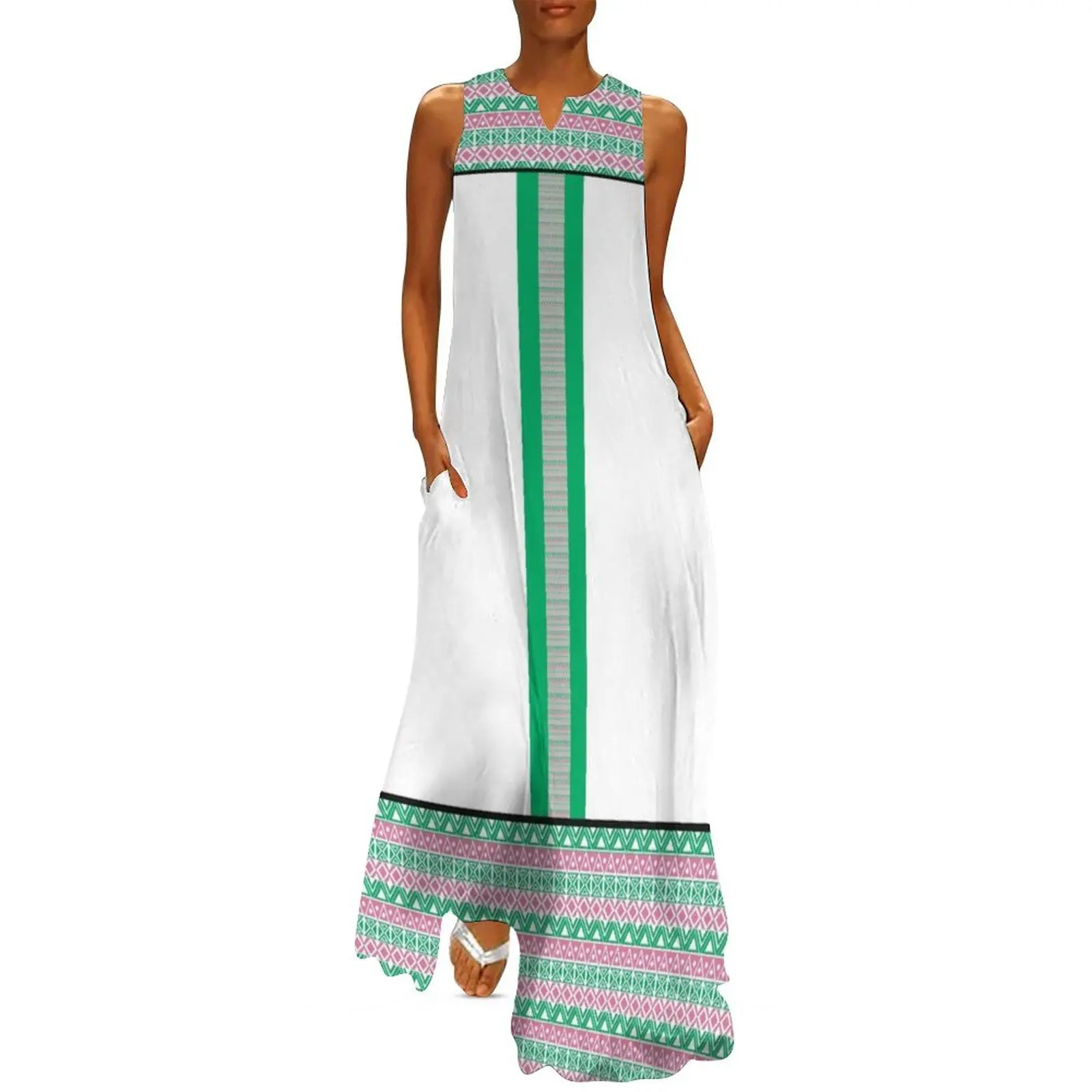 Kente Homage in Pink and Green by HeavenNezCree Long Dress Elegant gowns dresses summer wedding dresses for woman Dress