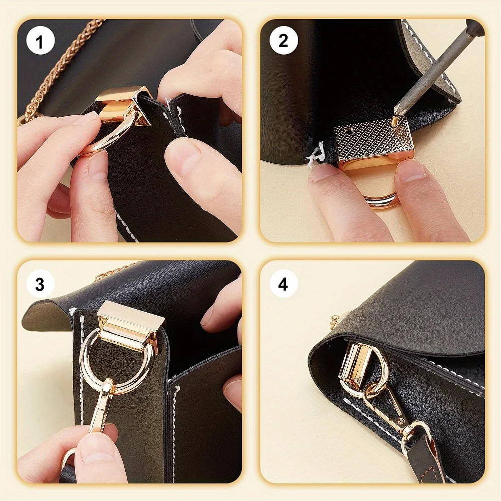 10/50/100PCS Metal Bag Side Hanger Square Ring For Handbag Strap Side Carabiner Clip Hook Chain Connector Buckle Accessories