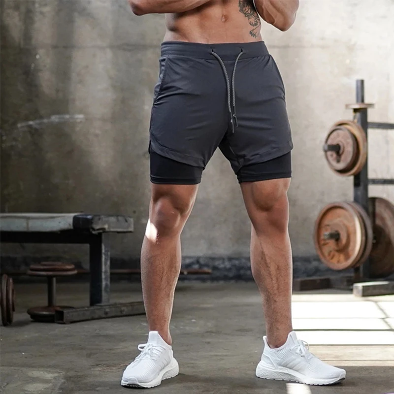 2023Camo Running Shorts Men 2 In 1 Double-deck Quick Dry GYM Sport Shorts Fitness  Workout Men Sports Short Pants big size M-5XL