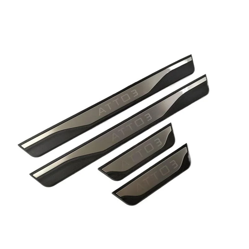 4PCS/Lot Plastic Stainless Steel For BYD ATTO 3 YUAN Plus Car Accessories Auto Door Sill Pedal Welcome Scuff Plate Cover